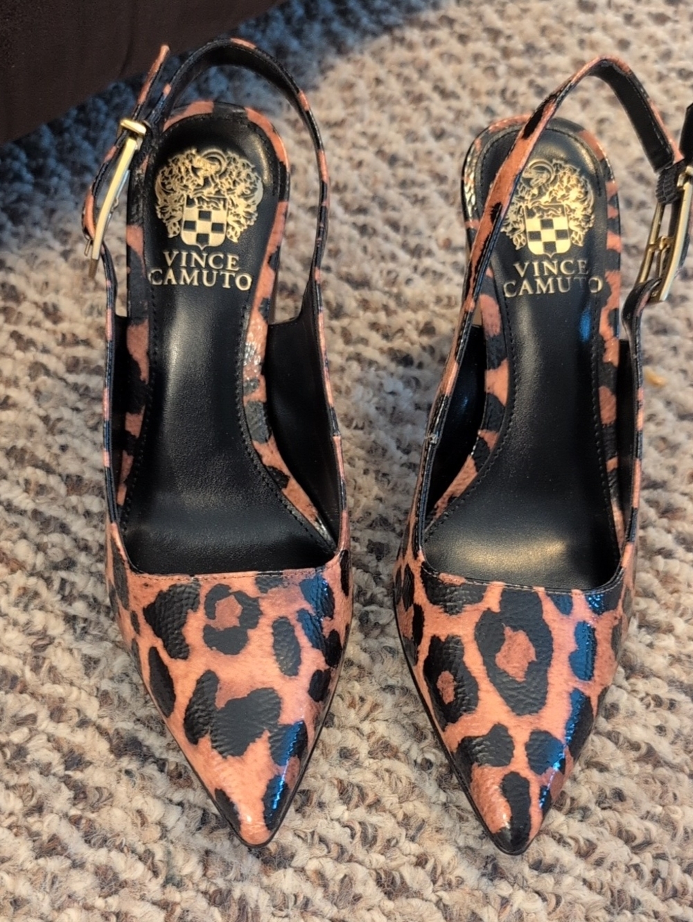 Vince Camuto Leopard Print Pointed Slingback Pumps - Tan/Black Brand New